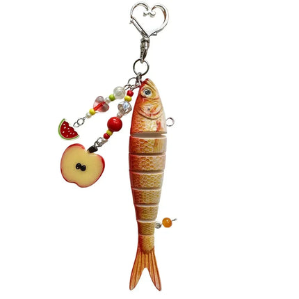 New Plastic Fish Keychain Multi Jointed Simulation Fish Hook Key Chain Backpack Pendant Gifts