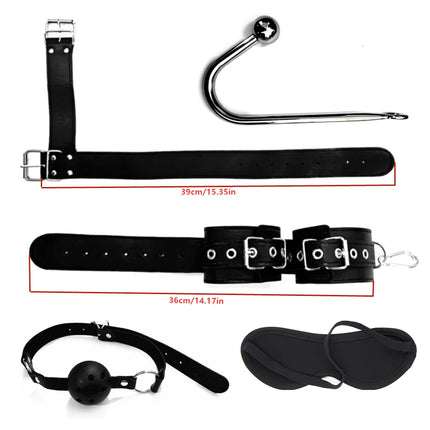 Anal Hook Backhand Buttonhole Plug Metal Rear Anal Porn Bondage Tail Butt Plug Erotic HandCuffs Mouth Gag BDSM Bondage