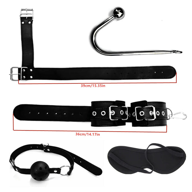 Anal Hook Backhand Buttonhole Plug Metal Rear Anal Porn Bondage Tail Butt Plug Erotic HandCuffs Mouth Gag BDSM Bondage