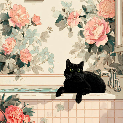 Japandi Black Cat Poster Minimalist Asian Cat Prints Canvas Painting Minimalist Japanese Wall Art Pictures Home Room Decoration
