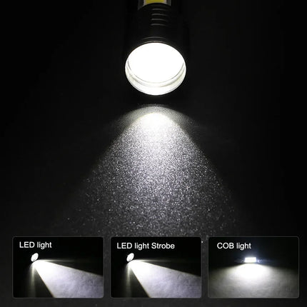Mini LED Flashlight COB+XPE Portable Torch USB Charging Small Torch Zoomable Focus Lights Tactical Flashlights with Pen Clip