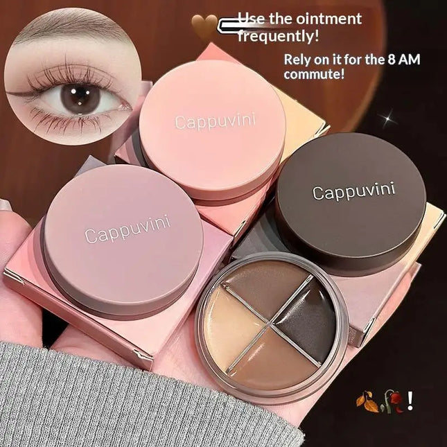 1Pc Eyes Makeup Set Cappuvini Matte Velvet Eyeshadow Palette 4 Colors with Eyeliner Highlighter And Contour Cute Beauty Cosmetic