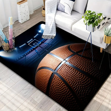 Artistic Basketball & Court Area Rug, for Living Room, Bedroom, Office, Balcony Decor Mat