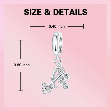 925 Sterling Silver  A-Z 26 English Letters Retro Fashion Pendant Fit Original Bracelet Charm Beads Necklace Diy Female Jewelry