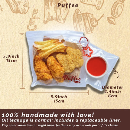 Crispy Chicken Combo Food-grade Silicone Squishy Toy, Handmade Taba Squishy, Soft Adhesive Slow Rebound, Crunch, Fries, Nuggets