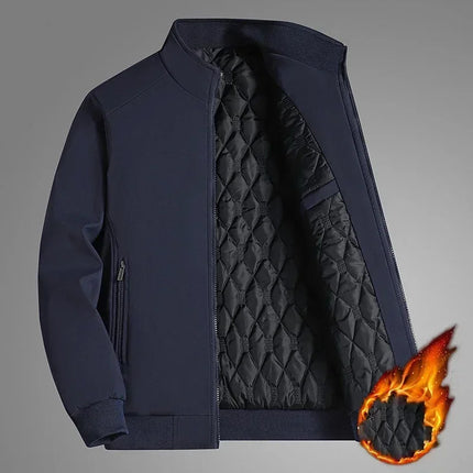 BROWON Plus Size 8xl Jacket for Men 2026 Thick Stand Collar Solid Winter Jacket Men Waterproof Warm Business Casual Men Coats