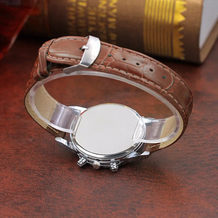 Luxury Blue Ray Glass Watches For Men Neutral Quartz Simulates The Wrist Watch Brand Casual Leather Strap Watches Reloj Hombre