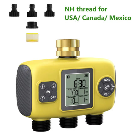 Insoma 3-Outlet Automatic Water Timer Garden Irrigation Watering System Independent Control Sprinkler Programmer Tools