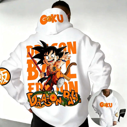 2026 Dragon Ball Retro Anime Hoodie, Kid Goku Print Men's Pure Cotton Hoodie, Casual Loose Sports Daily Version  Y2K Style