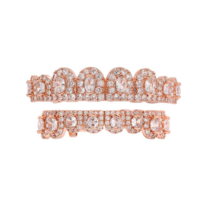 YOUNGX 8/8 Colors Full Iced Out CZ Stone Teeth Grillz Hip Hop Colorful Cubic Zircon Tooth Caps For Women Men Jewelry Christmas