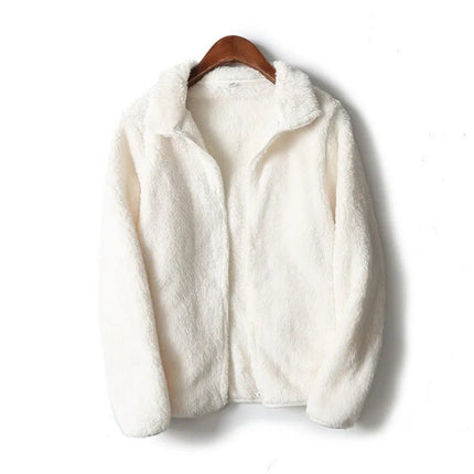 New Style Autumn Winter Women's Thick Warm Coral Fleece Jacket Brand Women Zipper Polar Fleece Outerwear Soft Casual Style Coat