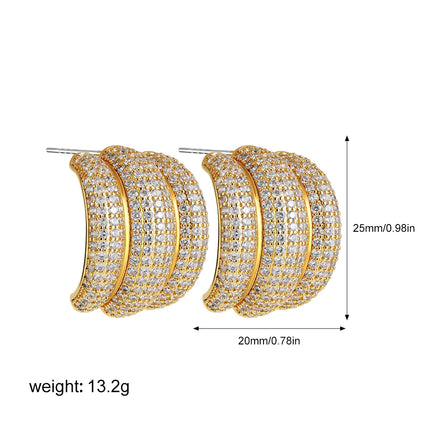 Fashion CZ Zircon Round Huggie Hoop Earrings for Women Geometric U Shape Ear Buckle Hoops Gold Plated Stainless Steel Jewelry