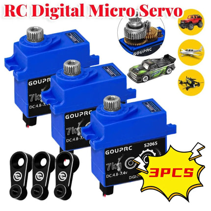 7KG Waterproof RC Digital Micro Servo with Horn Digital Servo for TRX4 TRX6 SCX10 III 1/10 RC Crawler Car Metal Gear Servo