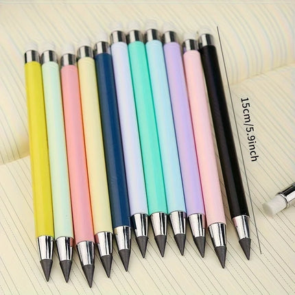 24pcs Round Everlasting Pencils No Sharpening Breakage Anti-Loose Lead with Eraser HB Inkless Art Drawing Stationery Special Pen