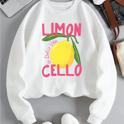 Limon Cello La Dolce Vita Printing Hoodie Women Basics Comfortable Sweatshirt Warm Pullover 2025 Autumn and Winter Hoodie
