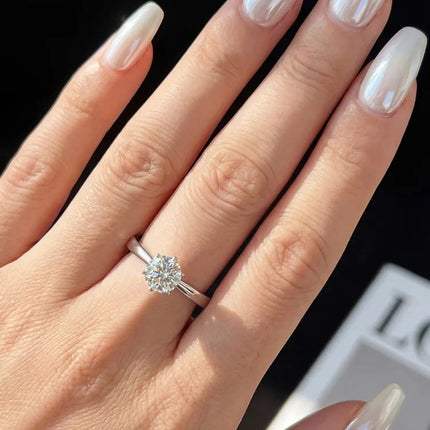0.5-2CT Classic Real Moissanite Diamond Wedding Rings For Women Gift Real 925 Sterling Silver Top Quality Fine Jewelry