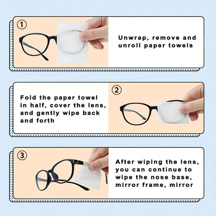 100 Disposable Eyeglass Cleaning Wipes - Individually Packaged, Suitable for Eyeglasses, Smartphones, Tablet Screens - Special for Sensitive Surfaces, No Residue, Phone Screen Cleaning