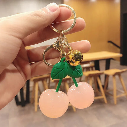Cherry Charm Handbag Pendant Keychain for Women, Exquisite Internet-Famous Crystal Cherry Bag Accessories High-Grade Pendant