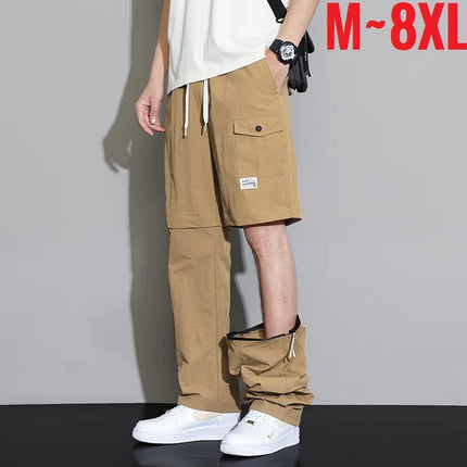 2 in 1 Detachable Leg Men's Pants Lightweight Quick Dry Cargo Trouser Male Outdoor Big Size Large Plus Pocket Waterproof Shorts