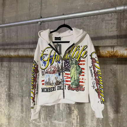 Statue of Liberty Hoodies Women European And American Street Y2k Hip Hop Grunge Punk Rock Sweatshirt Best Sell Casual Hoodie