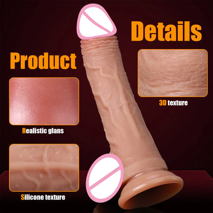 Vibrator Sex Toys Thrusting Dildo, Realistic Safety Soft Silicone Dildo with 10 Thrusting & 10 Vibrating Mode for Vagina Anal