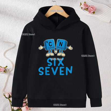 Autumn Winter Six Seven 67 Number Print Children's Hoodies Casual Fashion Boys Girls Long Sleeved Sweatshirt Warm Kids Pullovers