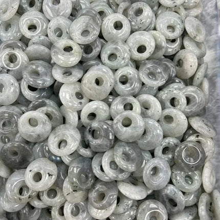 🔥RX8-1 Natural Stone Big Hole Beads Flat Round Pink Quartz Agate Jades Crystal Bead For DIY Lucky Jewelry Making