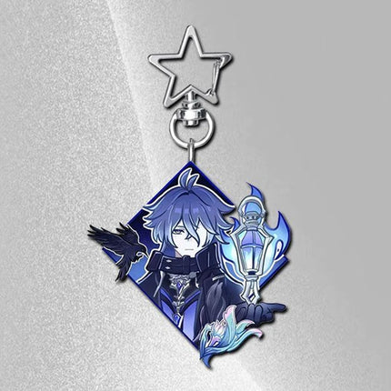 Game Venti Neuvillette Flins Cosplay Keychain Kawaii Acrylic Keyring Key Chain Bag Ornament Decoration Props