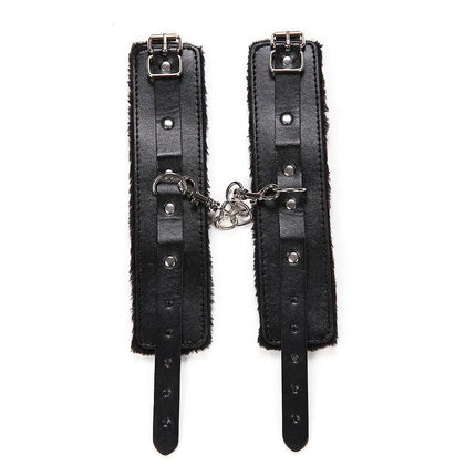 Faux Leather Cuffs with Soft Plush Lining – Adjustable Handcuffs for Roleplay, Costume or Adult Fun