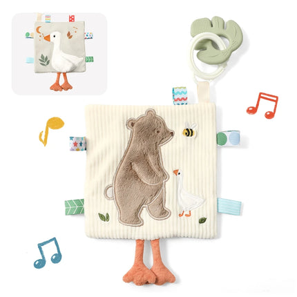 Soft Baby Comfort Blanket with Teether, Sensory Plush Security Toy for Infants, Cute Animal Butterfly/Bear/Elephant Design with