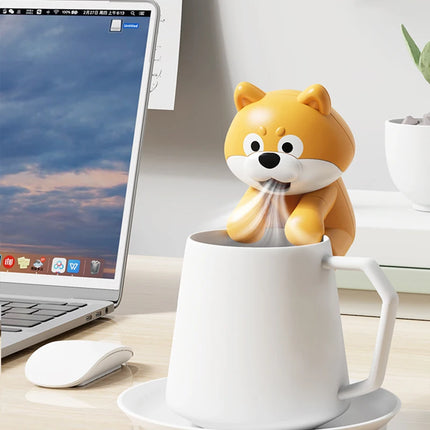 Small Fan Cartoon Puppy Animal Kitty Cat Shapes Tool Portable Handheld Fan Noodles Water On the Cup Toys
