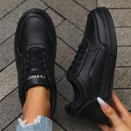 Women's Casual White Sneakers Chic Silver Trim Soft Lining Non Slip Shoes New Minimalist Design PU Leathe Skate Shoes for Women