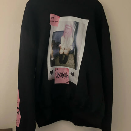 Vintage Y2k Black XoXo Hoodies Women Grunge Hip Hop Streetwear Sweatshirt Tops Goth Oversized Hoodie Women Clothing