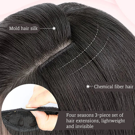 16-24 inch synthetic hair extension Wig patch invisible seamless for women three straight to increase hair volume