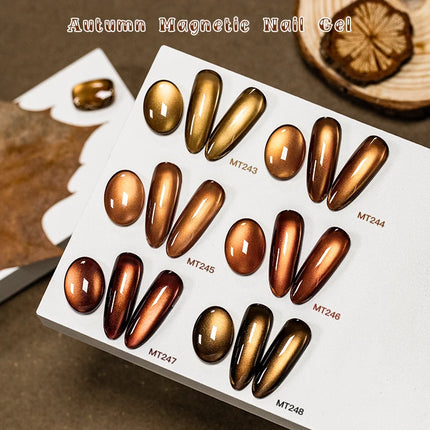 Autumn Brown Cat Magnetic Gel Nail Polish Glass Beads Ultral Shine Magnetic Semi Permanent Soak Off UV Gel Varnish Nail Supplies