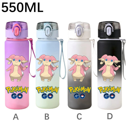 550ML Pokemon Sports Water Bottle Pikachu Mewtwo Gengar Eevee Portable Cartoon Drinking Cup Outdoor Hiking Gym Fitness Jugs