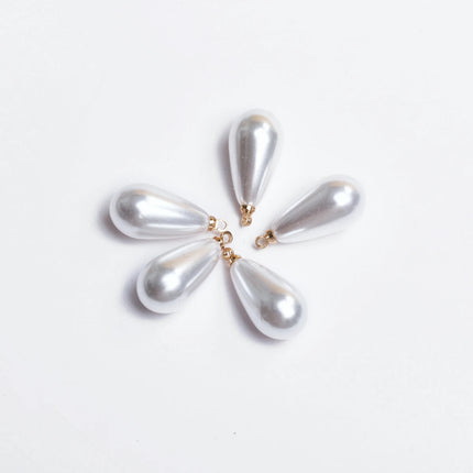 5Pcs/bag 10/14/16/18mm White Imitation Pearl Water Drop Pendant DIY Earrings Necklace Bracelet Brooch Jewelry Makings