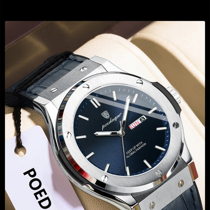 POEDAGAR Luxury Business Watch For Men Waterproof Luminous Date Week Man Wristwatch Silicone Strap Fashion Quartz Men's Watches