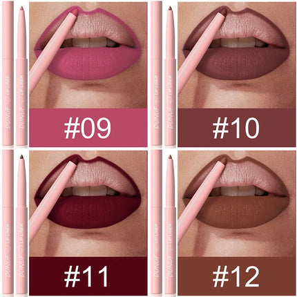 12color Velvet Matte Lip Liner for Easy Coloring Lip Makeup Nude Red Brown Tint Lipliner Soft Smooth Lasting Lipliner Crayon Set