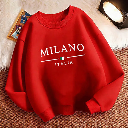 Fashion Milano Italy Letter Pullover Funny Hoodie Kids Y2k Children's Sweatshirt Hoody Casual Hoodies for Boys Girls Clothes