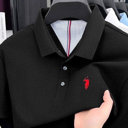 100% pure cotton high-end brand men's short sleeve polo shirt, summer fashion, original pony embroidery, golf polo, casual T-shirt