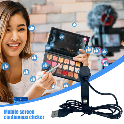 1pc Auto Phone Clicker With Indicator Black Physical Clicker Phone Equipment Quiet Automatic Tapper For Shopping Gaming Liking