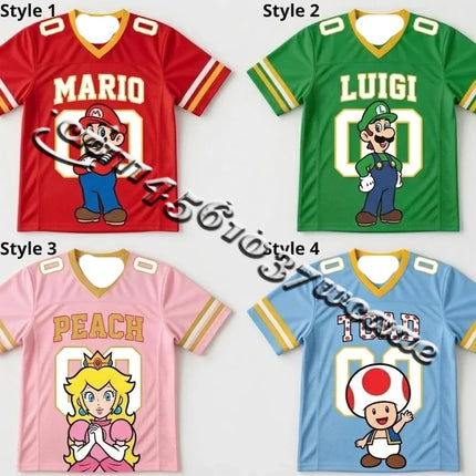 Bandai Mario Series Oversized T-shirt Game Theme Summer Sports Shirt for Adults Family Matching Casual 2026