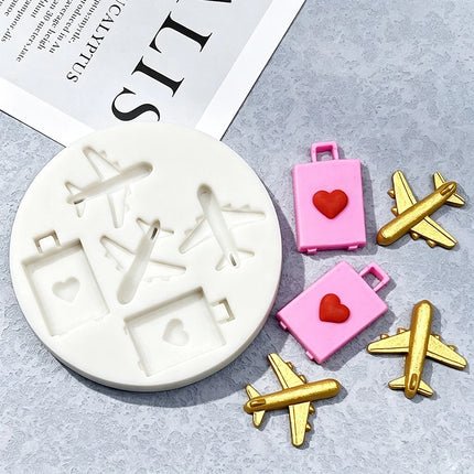 Airplane Suitcase Silicone Sugarcraft Mold Resin Tools Cupcake Baking Mould Fondant Cake Decorating Tools