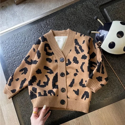 2023 Spring Autumn Girls Jumpers Love Khaki Toddler Boys Tops Sweater Cardigan Children's Sweater Children Clothing Baby-clothes