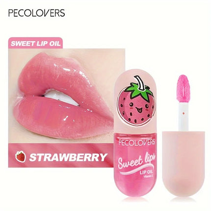 Strawberry Moisturizing Lip Gloss Peach Waterproof Glossy Long Lasting Not Sticky Natural Lip Tint Daily Makeup Lip Oil Primer