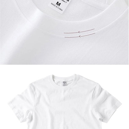 2PCS 100% Cotton Solid T-Shirts Men's and Women's Short Sleeve White Tees Casual Breathable Loose Round Neck T-shirt Couple Tops