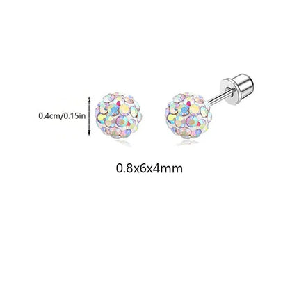 Hypoallergenic Spiral Earrings for Ladies Surgery Steel Cute Heart CZ Flowers Pearl Ball Small Stud Earrings for Girls