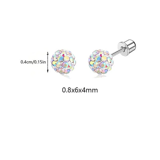 Hypoallergenic Spiral Earrings for Ladies Surgery Steel Cute Heart CZ Flowers Pearl Ball Small Stud Earrings for Girls