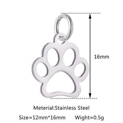 5pcs/Lot Stainless Steel Hollow Animal Cat Or Dog Claw Charm For DIY Necklace Bracelet Earrings Jewelry Accessories Pendants